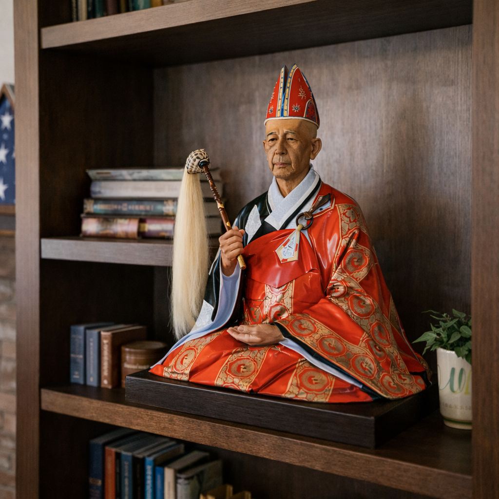 This realistic portrait statue of Venerable Thích Thiện Tín is meticulously