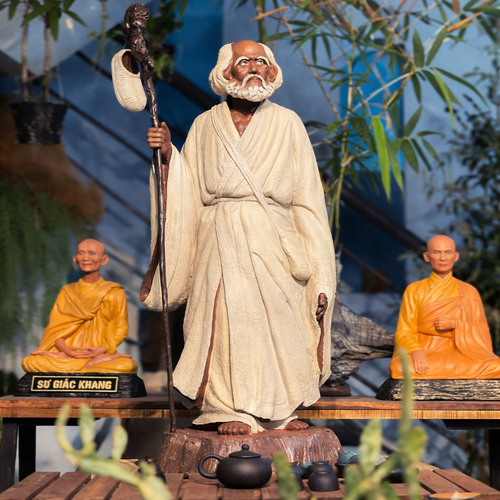 Bodhidharma Portrait Statue for Meditation & Spiritual Space