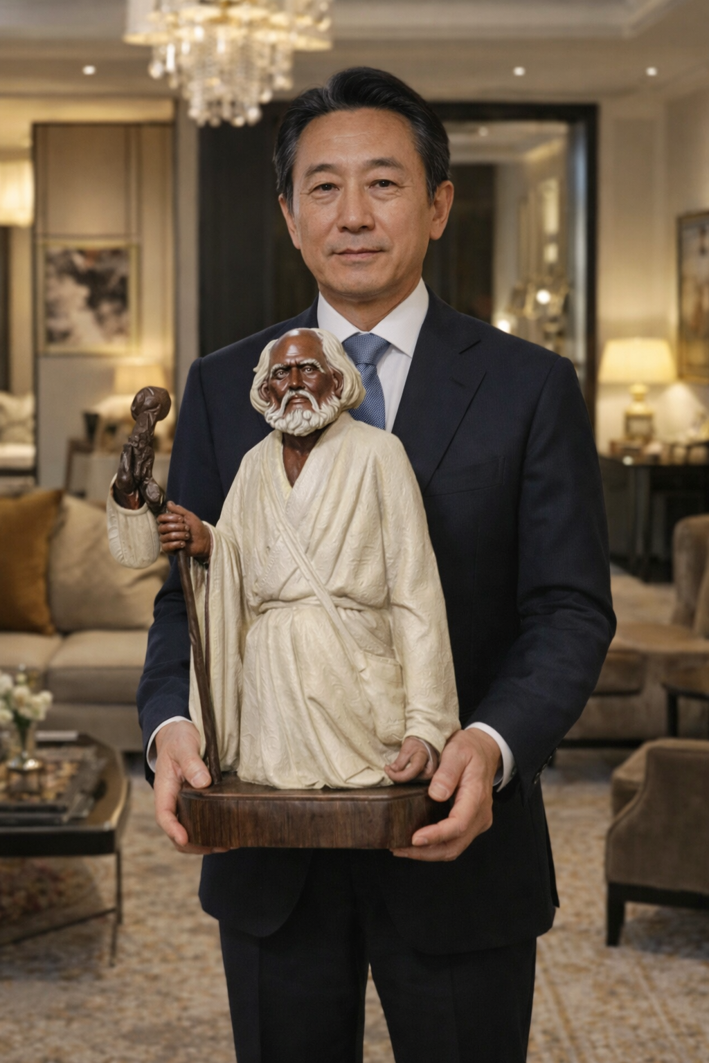 Bodhidharma Portrait Statue for Meditation & Spiritual Space