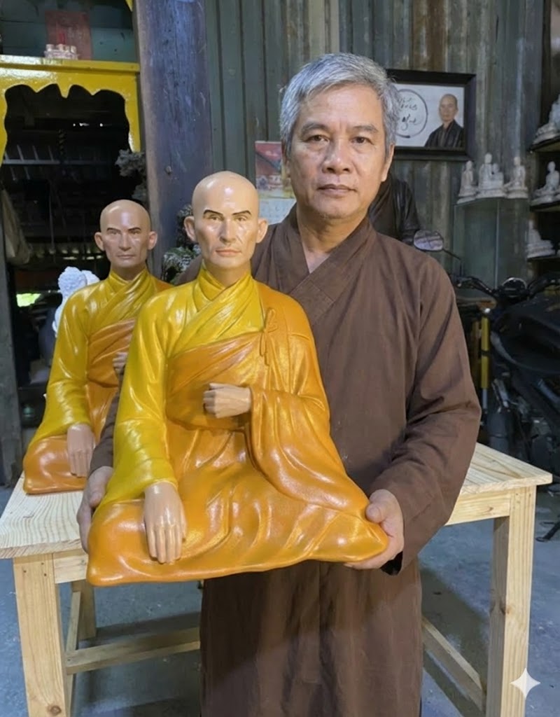 Venerable Thích Quảng Đức Buddhist Portrait Sculpture